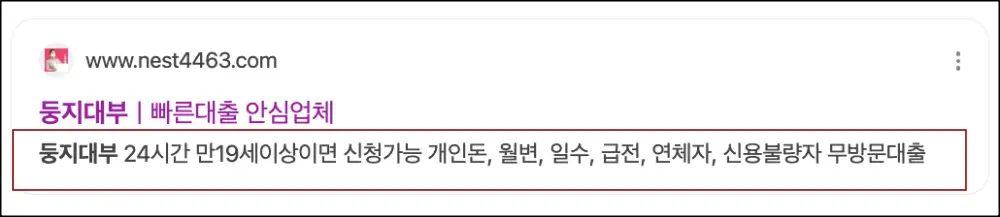 둥지대부가 어떤 대출상품을 취급하고 있는지 홍보하고 있는 내용